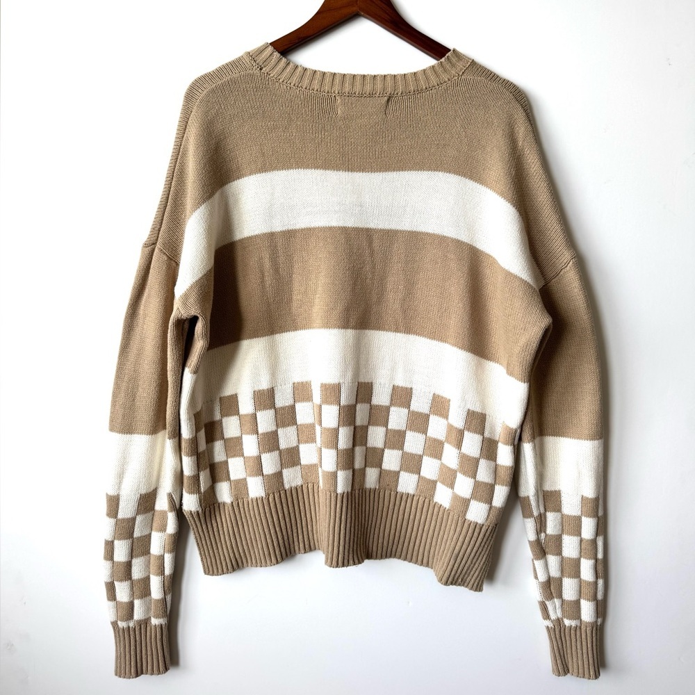 Beach Riot Anthropologie Callie colorblock checkered stripe oversized sweater - Picture 6 of 9